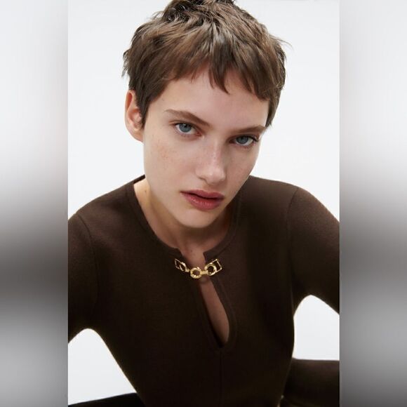 ZARA KNIT DRESS WITH CHAINS - Picture 7 of 9